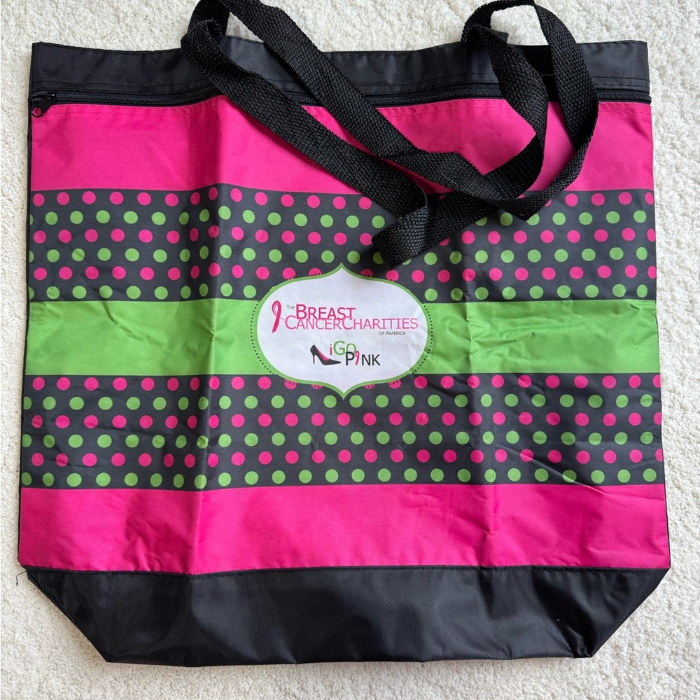 Polka Dot Tote Bag - Pink, Green, Black